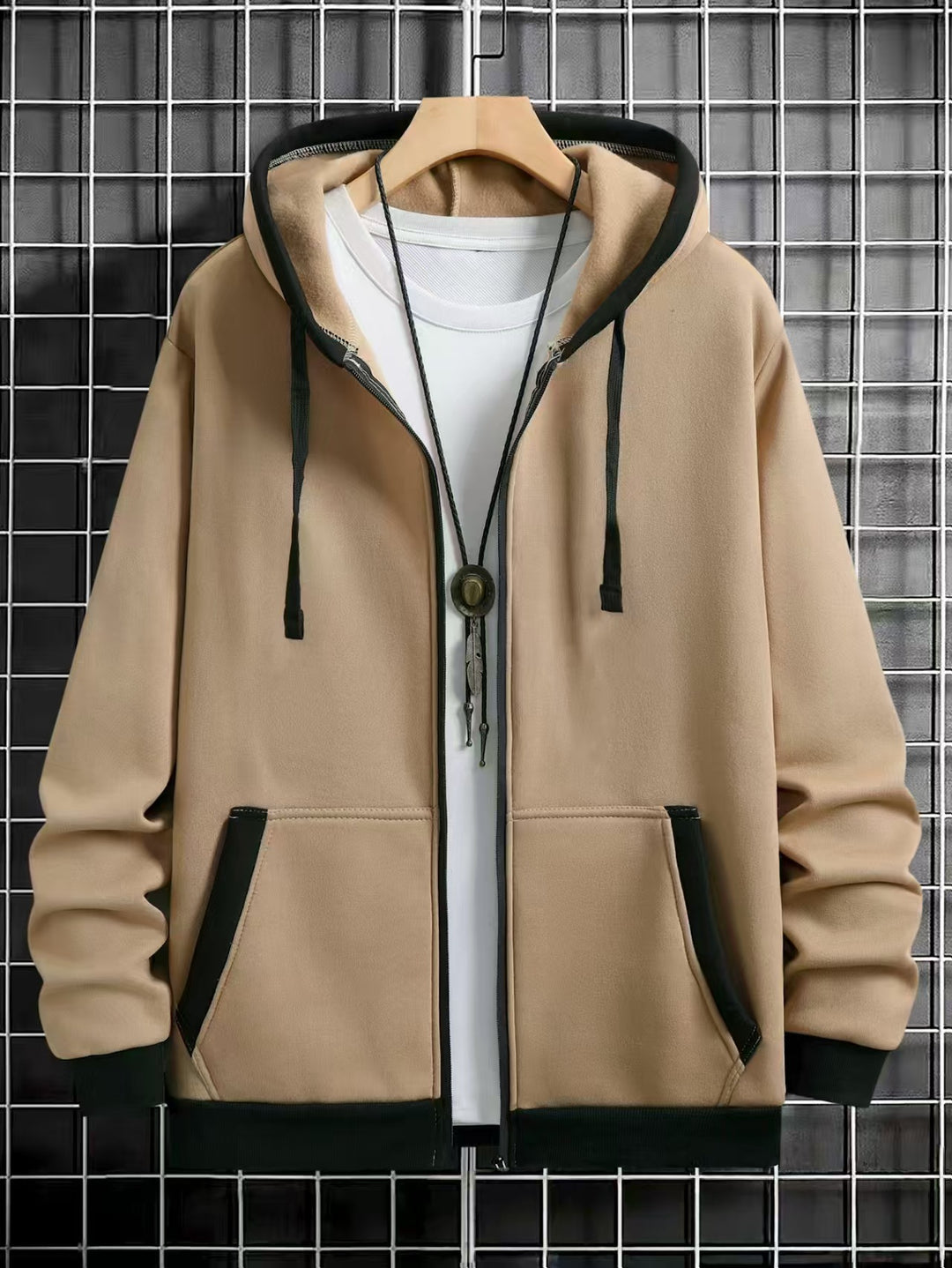 Herren Bekväm Hoodie med dragkedja och praktiska fickor Mirla-Eva Jonsson