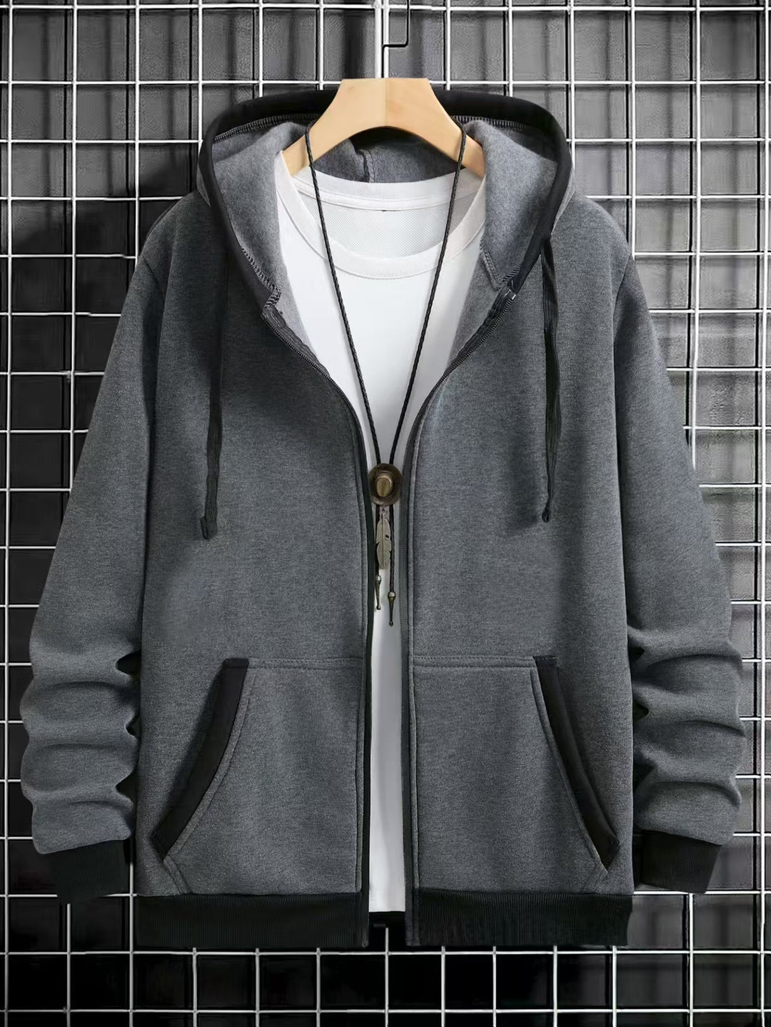 Herren Bekväm Hoodie med dragkedja och praktiska fickor Mirla-Eva Jonsson