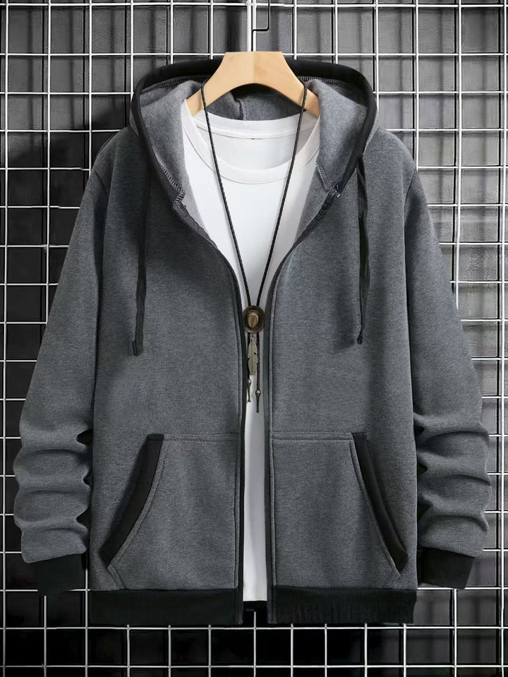 Herren Bekväm Hoodie med dragkedja och praktiska fickor Mirla-Eva Jonsson