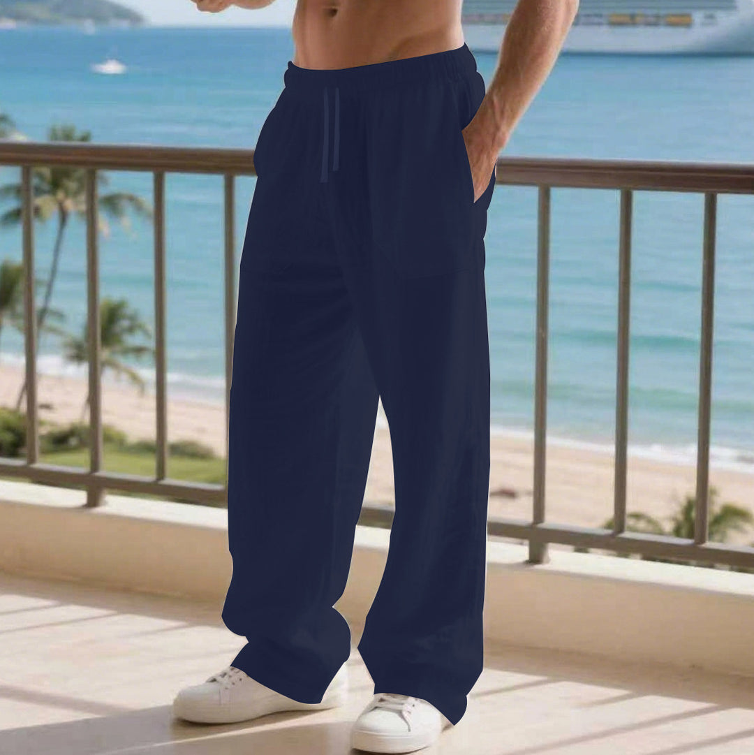 Herren Bekväm Strandbyxa med sidofickor och elastisk midja Mirla-Eva Jonsson