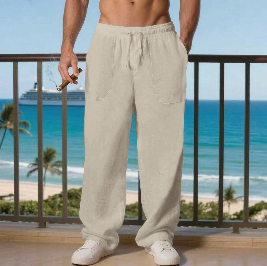 Herren Bekväm Strandbyxa med sidofickor och elastisk midja Mirla-Eva Jonsson