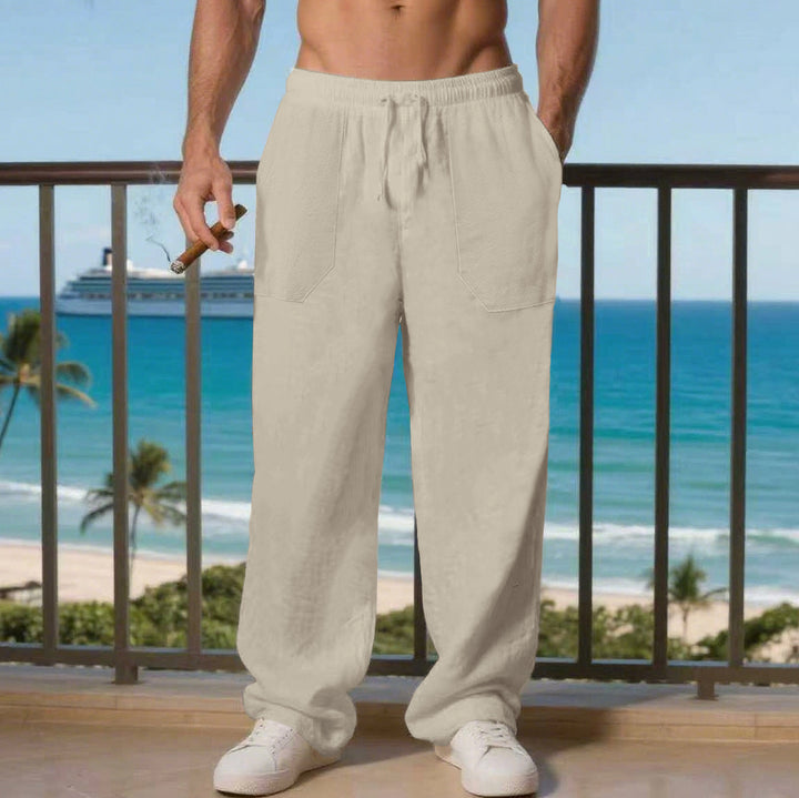 Herren Bekväm Strandbyxa med sidofickor och elastisk midja Mirla-Eva Jonsson