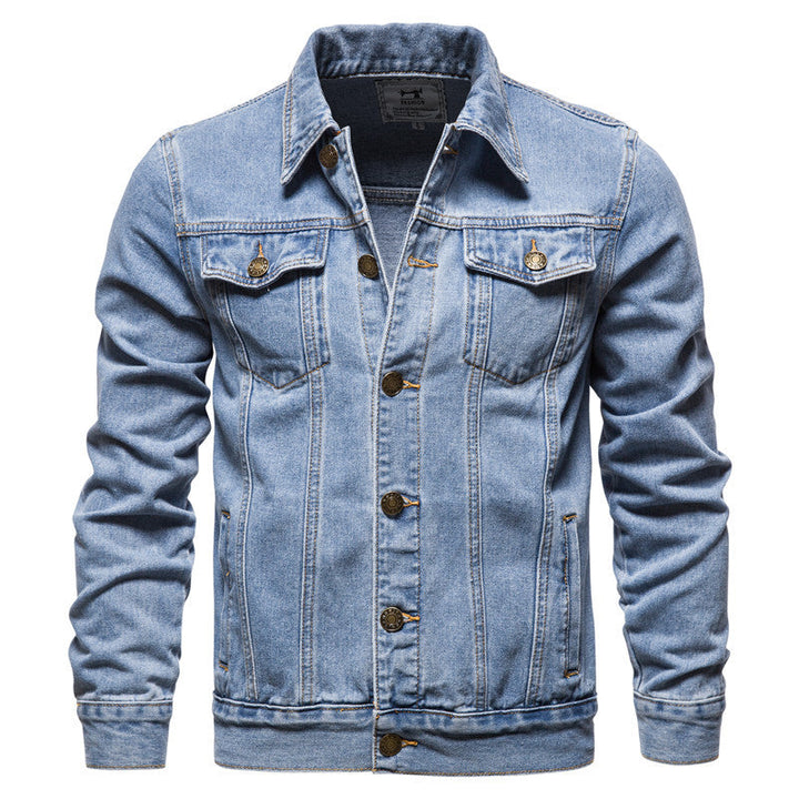 Herren Denim-jacka I Klassisk Stil med Praktiska Fickor och Knapprik Dekor Mirla-Eva Jonsson