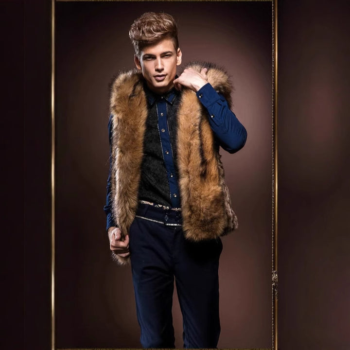 Herren Elegant Konstpäls Väster med djup krage och lyxig design Mirla-Eva Jonsson