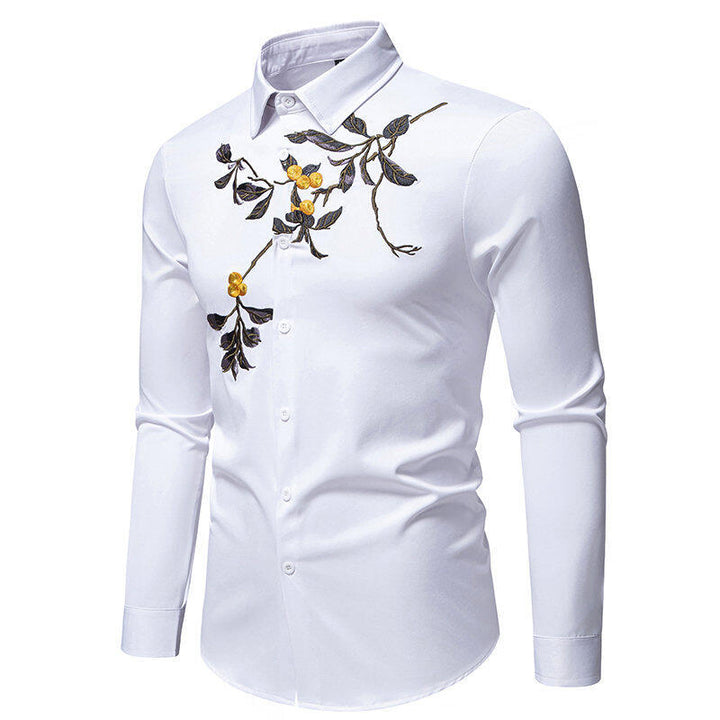 Herren Elegant broderad långärmad skjorta Eva Jonsson-Eva Jonsson