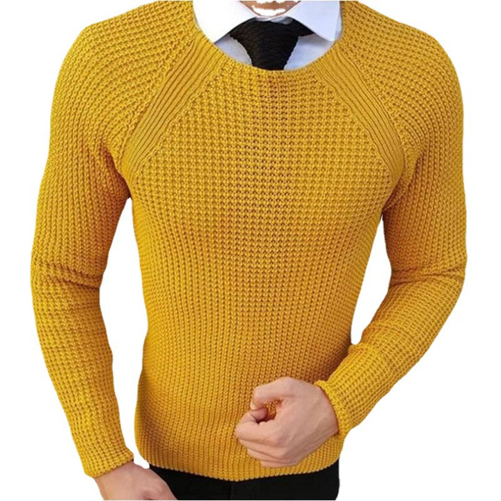 Herren Feinstrickpullover mit strukturiertem Wellenmuster und Rundhalsausschnitt Mirla-Eva Jonsson
