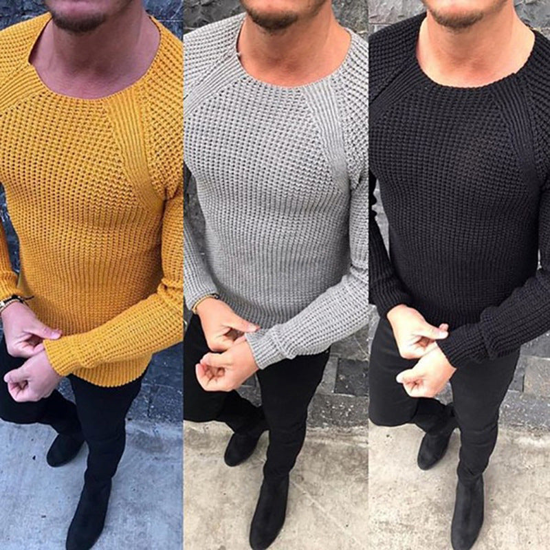 Herren Feinstrickpullover mit strukturiertem Wellenmuster und Rundhalsausschnitt Mirla-Eva Jonsson