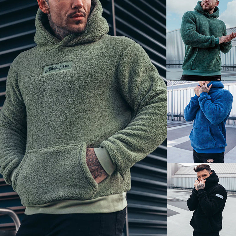 Herren Fleece Hoodie med kängurufickor och hög krage Mirla-Eva Jonsson