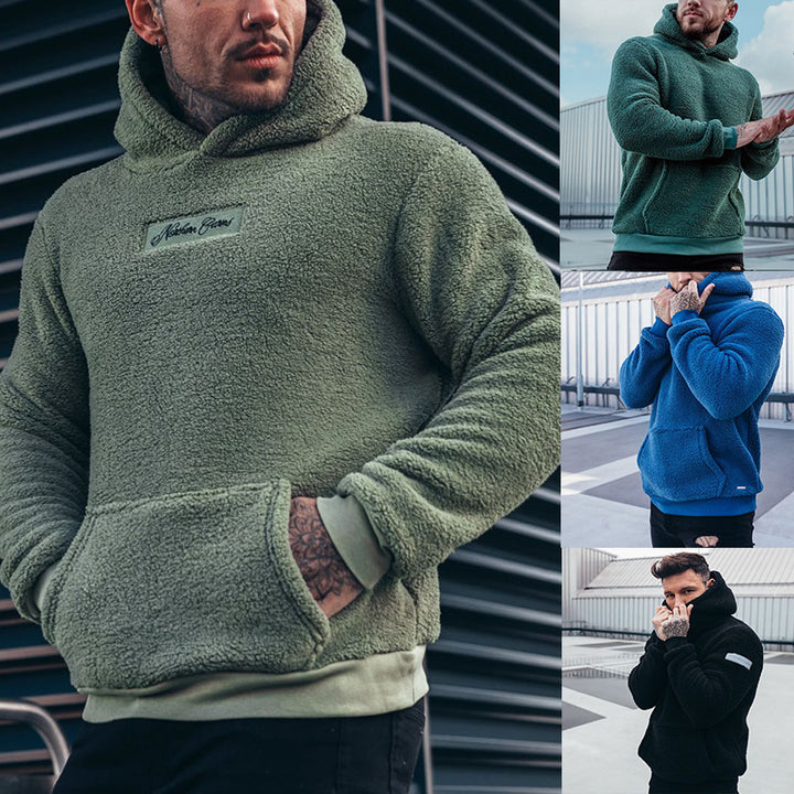 Herren Fleece Hoodie med kängurufickor och hög krage Mirla-Eva Jonsson