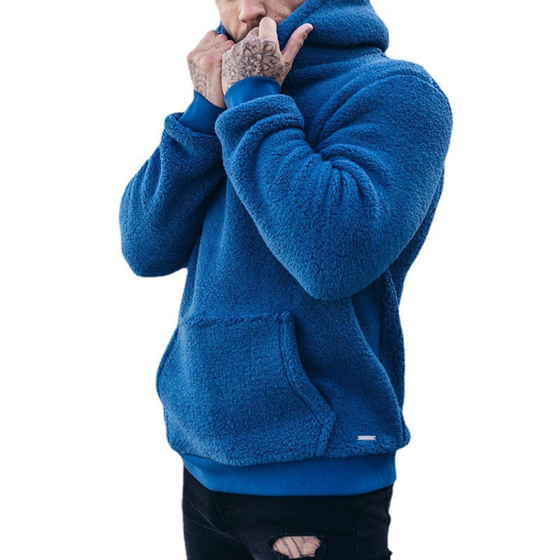Herren Fleece Hoodie med kängurufickor och hög krage Mirla-Eva Jonsson