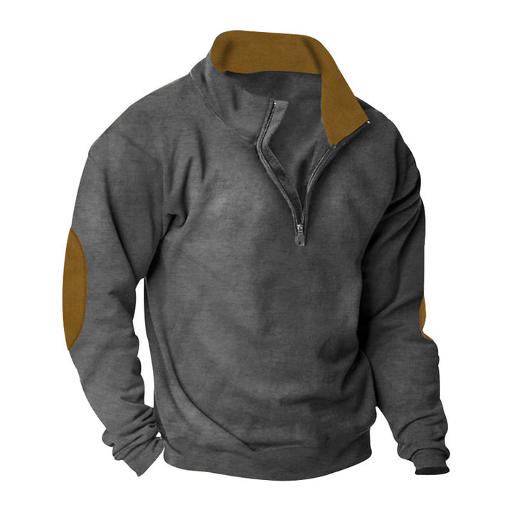 Herren Fleece Sweatshirt med ståkrage och stiliga kontrastärmar Mirla-Eva Jonsson