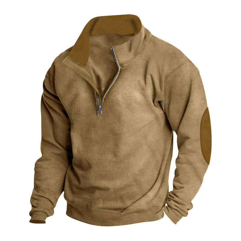 Herren Fleece Sweatshirt med ståkrage och stiliga kontrastärmar Mirla-Eva Jonsson