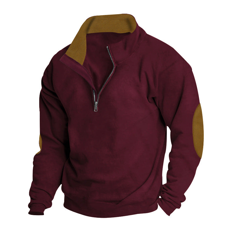 Herren Fleece Sweatshirt med ståkrage och stiliga kontrastärmar Mirla-Eva Jonsson