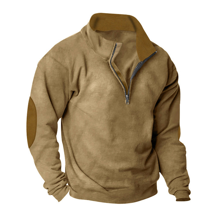 Herren Fleece Sweatshirt med ståkrage och stiliga kontrastärmar Mirla-Eva Jonsson
