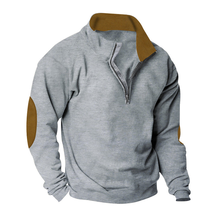 Herren Fleece Sweatshirt med ståkrage och stiliga kontrastärmar Mirla-Eva Jonsson