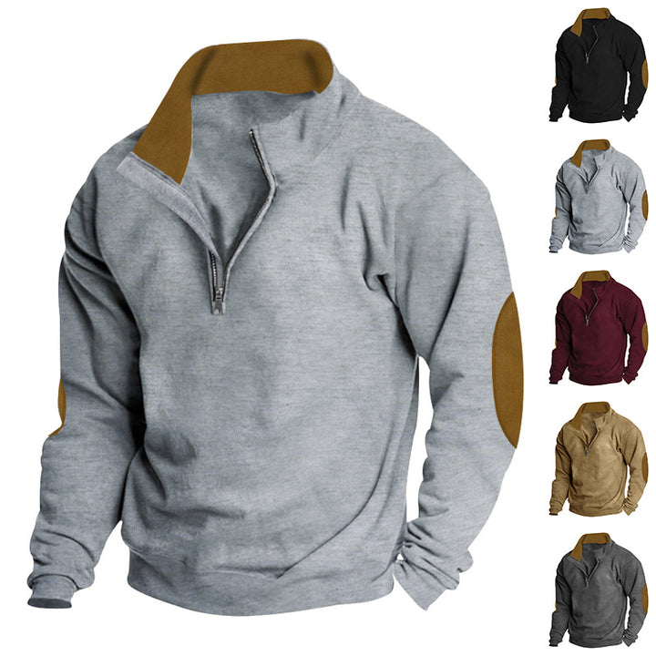 Herren Fleece Sweatshirt med ståkrage och stiliga kontrastärmar Mirla-Eva Jonsson