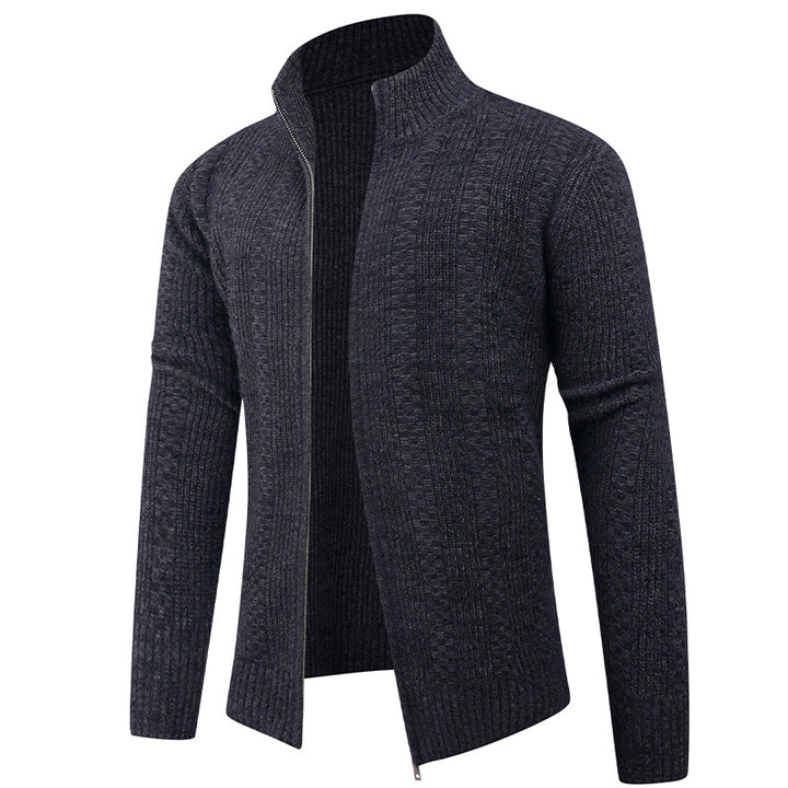 Herren Freizeit Strickjacke mit hohem Kragen und modernem Zipper Eva Jonsson-Eva Jonsson
