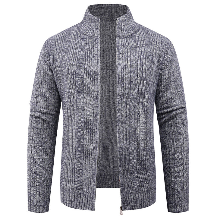 Herren Freizeit Strickjacke mit hohem Kragen und modernem Zipper Eva Jonsson-Eva Jonsson