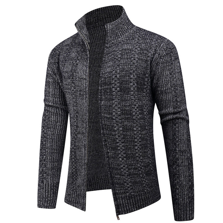 Herren Freizeit Strickjacke mit hohem Kragen und modernem Zipper Eva Jonsson-Eva Jonsson
