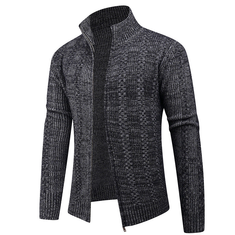 Herren Freizeit Strickjacke mit hohem Kragen und modernem Zipper Eva Jonsson-Eva Jonsson