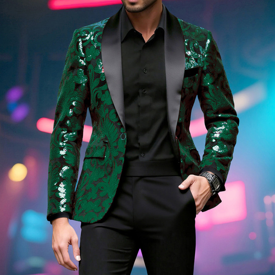 Herren Glittrande paljett-blazer med blommönster Mirla-Eva Jonsson
