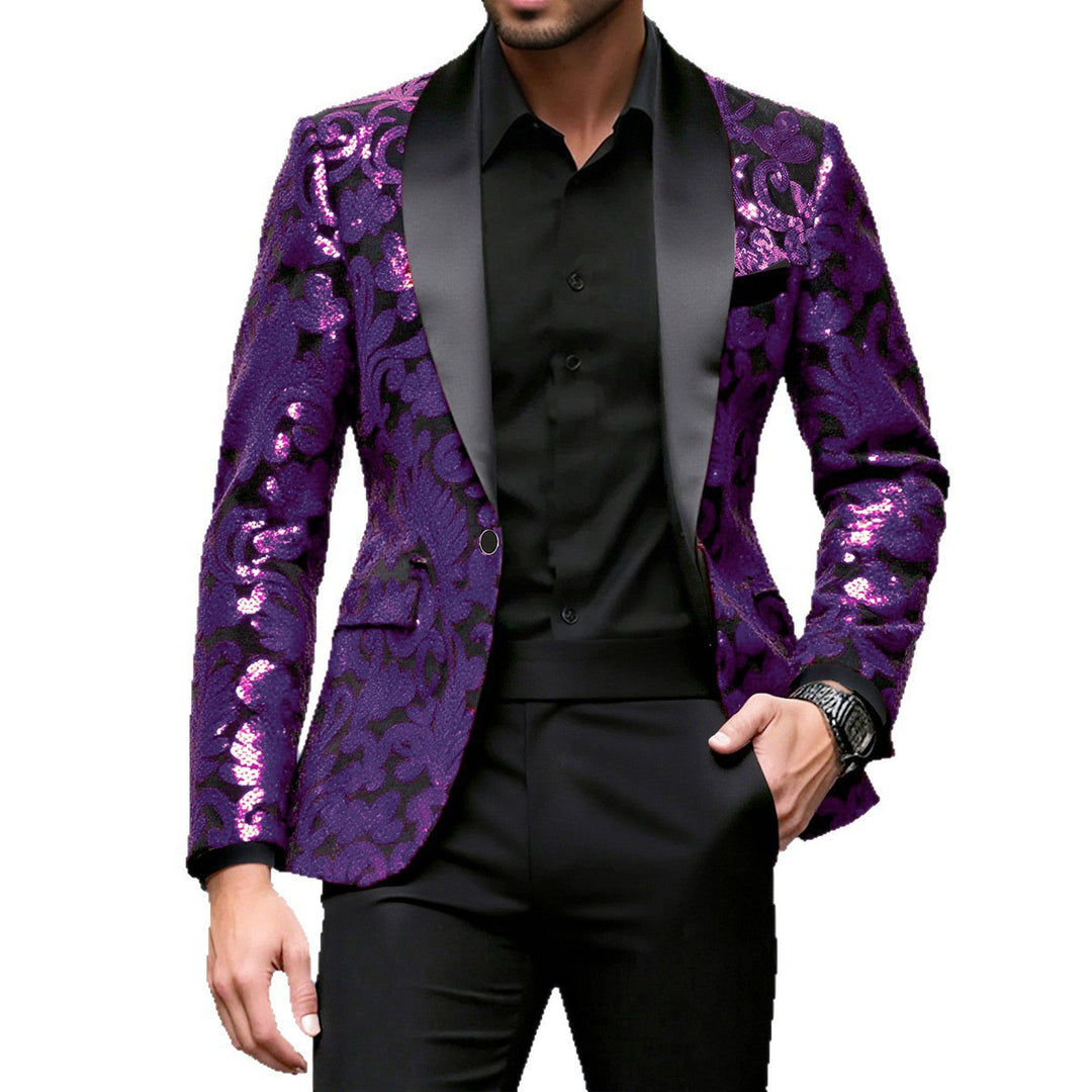 Herren Glittrande paljett-blazer med blommönster Mirla-Eva Jonsson