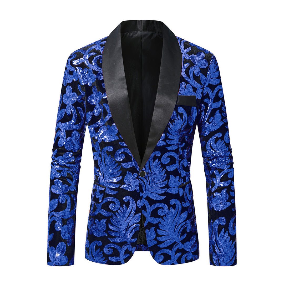 Herren Glittrande paljett-blazer med blommönster Mirla-Eva Jonsson