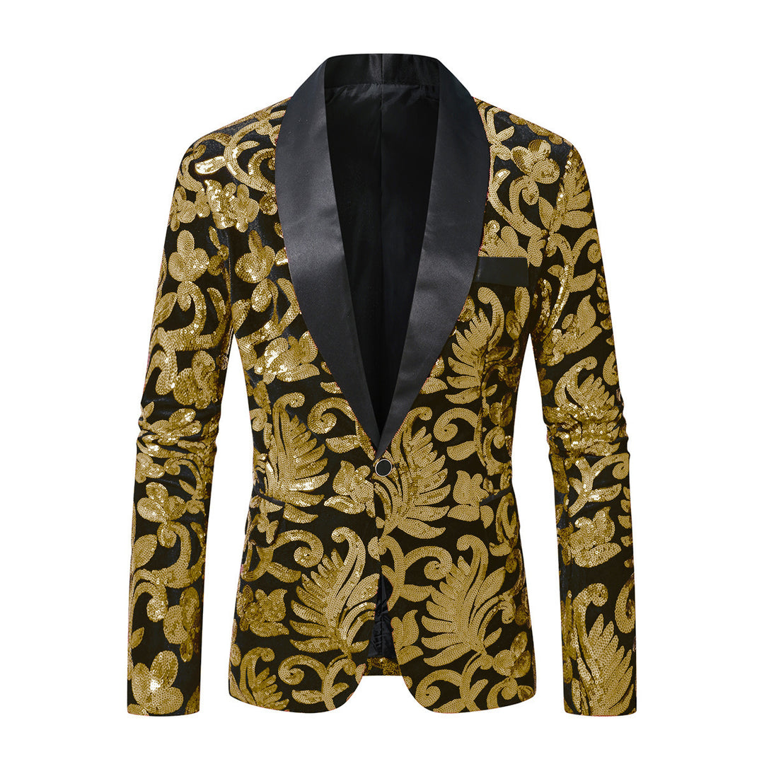 Herren Glittrande paljett-blazer med blommönster Mirla-Eva Jonsson