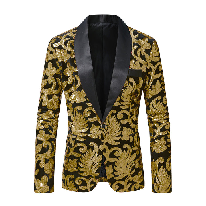 Herren Glittrande paljett-blazer med blommönster Mirla-Eva Jonsson
