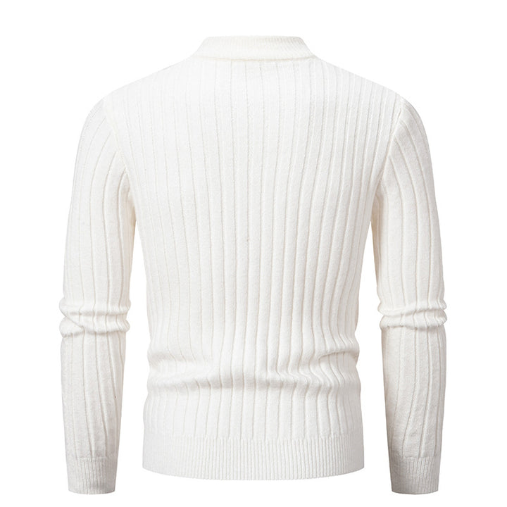 Herren Grobstrickpullover med modern flätmönster och hög krage Mirla-Eva Jonsson