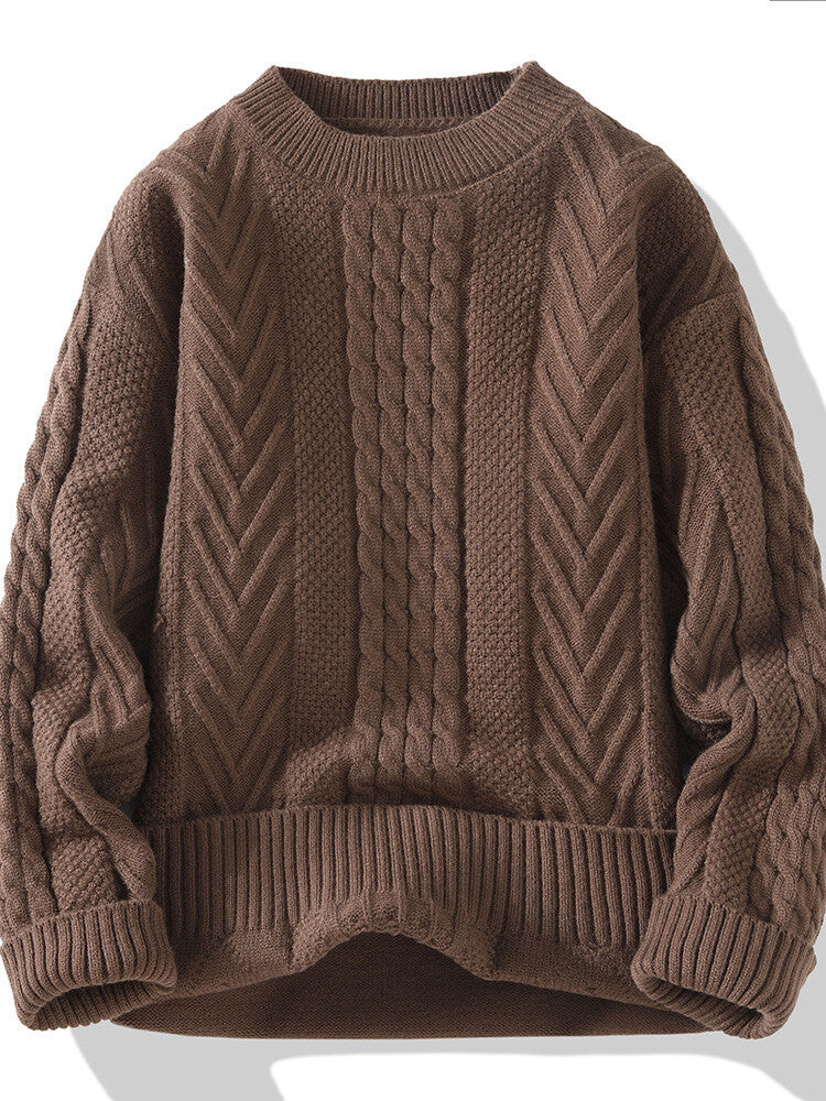 Herren Grobstrickpullover mit Zopfmuster und lässigem Schnitt Eva Jonsson-Eva Jonsson