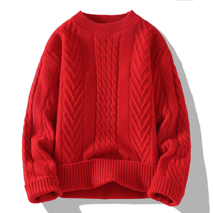 Herren Grobstrickpullover mit Zopfmuster und lässigem Schnitt Eva Jonsson-Eva Jonsson