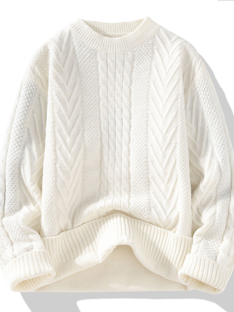 Herren Grobstrickpullover mit Zopfmuster und lässigem Schnitt Eva Jonsson-Eva Jonsson