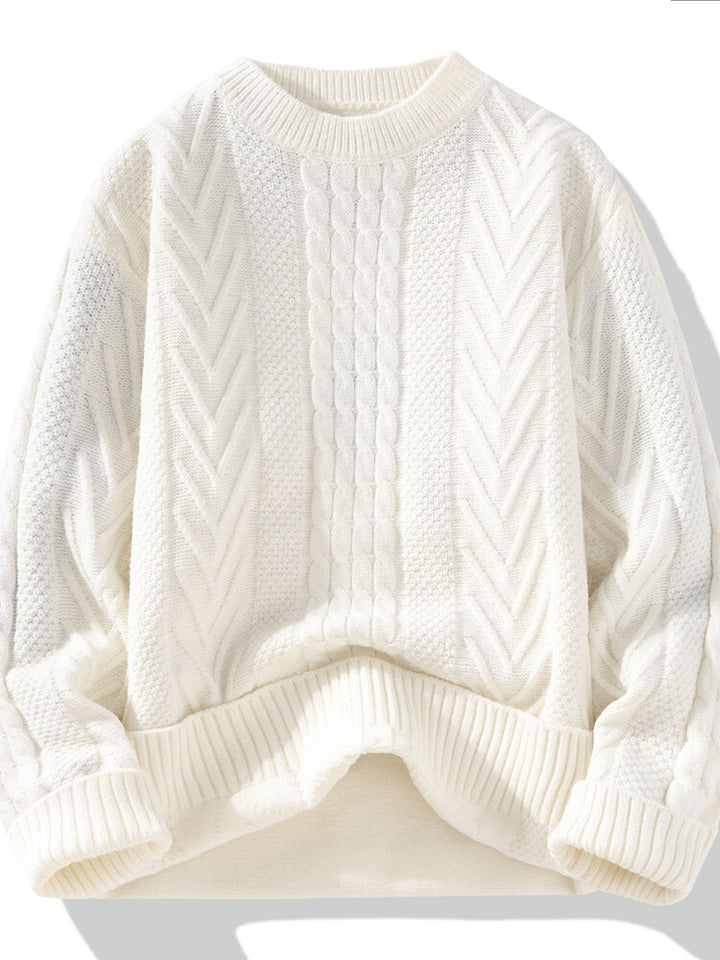 Herren Grobstrickpullover mit Zopfmuster und lässigem Schnitt Eva Jonsson-Eva Jonsson