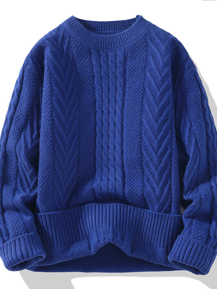 Herren Grobstrickpullover mit Zopfmuster und lässigem Schnitt Eva Jonsson-Eva Jonsson