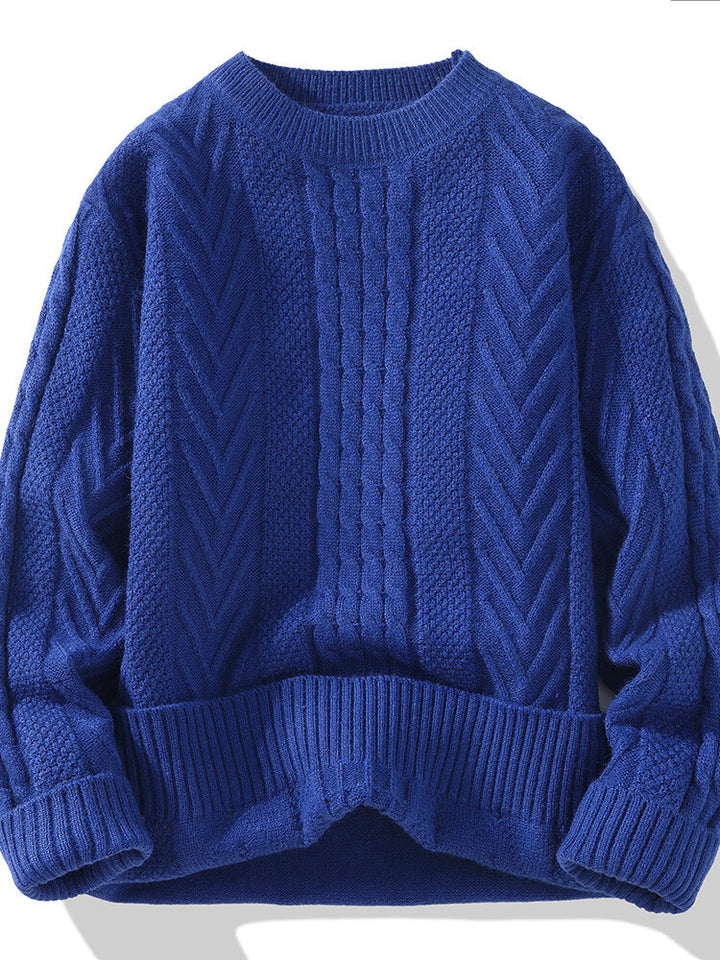 Herren Grobstrickpullover mit Zopfmuster und lässigem Schnitt Eva Jonsson-Eva Jonsson