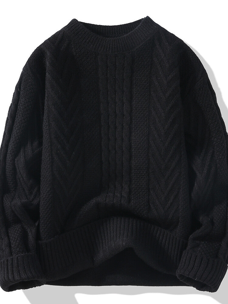 Herren Grobstrickpullover mit Zopfmuster und lässigem Schnitt Eva Jonsson-Eva Jonsson