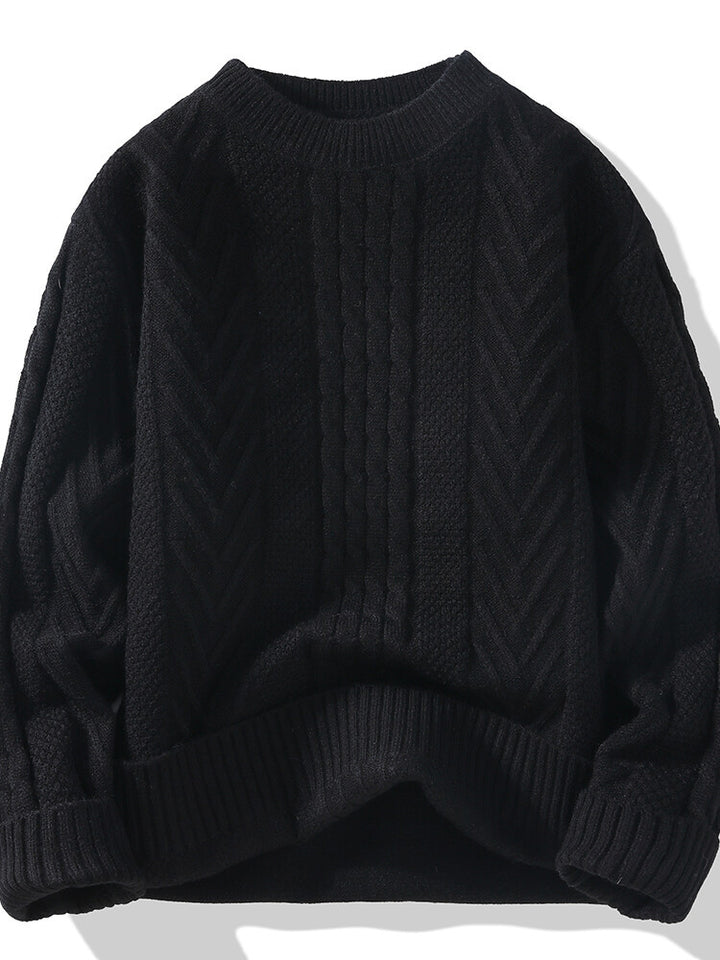 Herren Grobstrickpullover mit Zopfmuster und lässigem Schnitt Eva Jonsson-Eva Jonsson