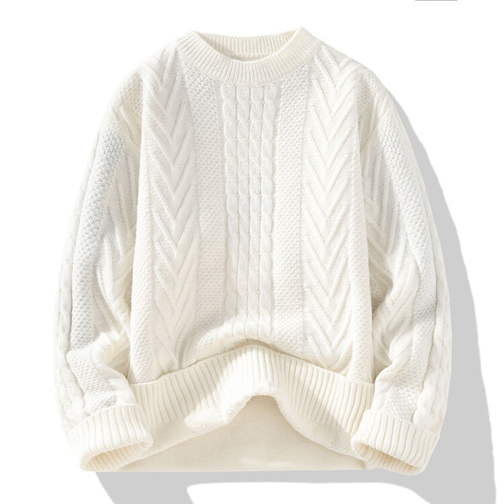 Herren Grobstrickpullover mit Zopfmuster und lässigem Schnitt Eva Jonsson-Eva Jonsson