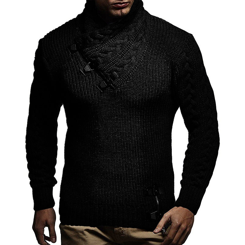 Herren Grobstrickpullover mit modernem Stehkragen und innovativen Knopfdetails Mirla-Eva Jonsson