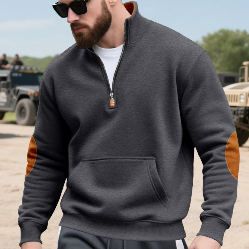 Herren Hoodie med modernt ståkrage och kontrastdetaljer Eva Jonsson-Eva Jonsson