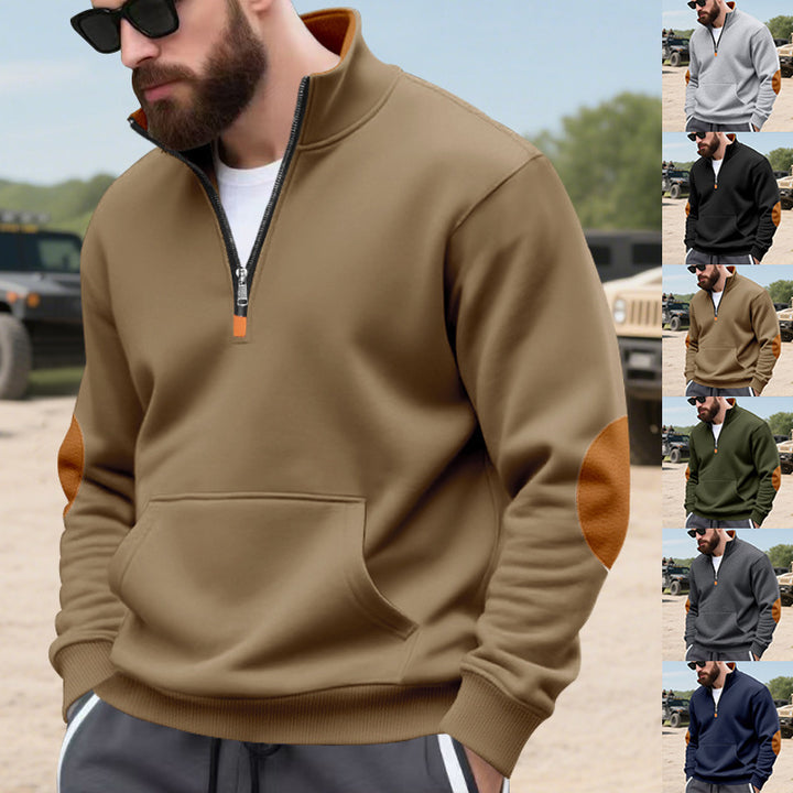 Herren Hoodie med modernt ståkrage och kontrastdetaljer Mirla-Eva Jonsson