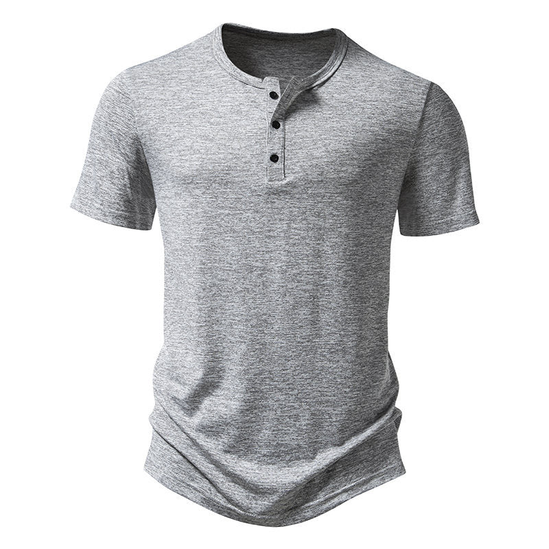 Herren Kortärmad Henley T-shirt med högkvalitativ bomull Eva Jonsson-Eva Jonsson
