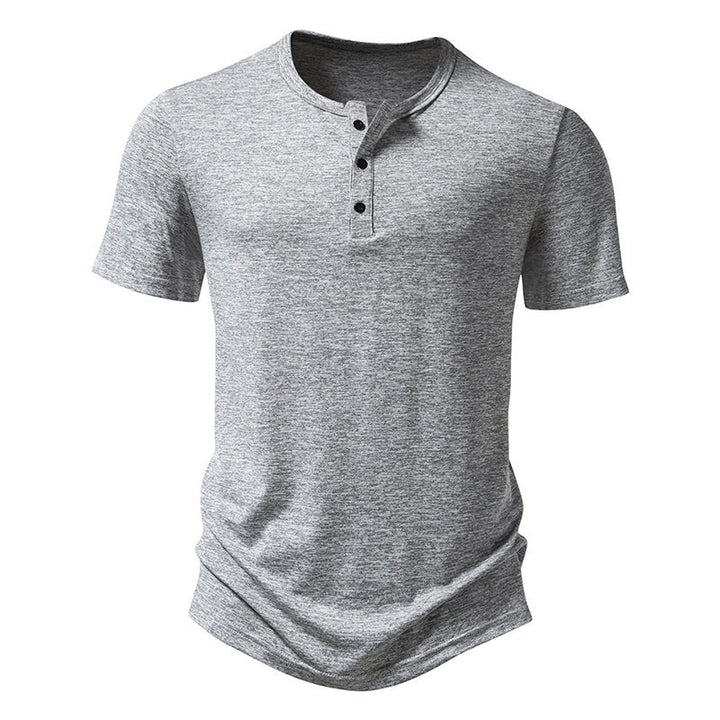 Herren Kortärmad Henley T-shirt med högkvalitativ bomull Eva Jonsson-Eva Jonsson