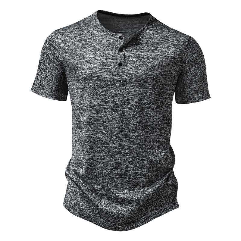 Herren Kortärmad Henley T-shirt med högkvalitativ bomull Eva Jonsson-Eva Jonsson