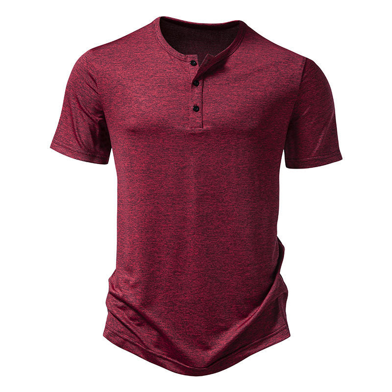 Herren Kortärmad Henley T-shirt med högkvalitativ bomull Eva Jonsson-Eva Jonsson