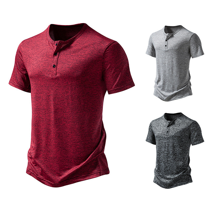 Herren Kortärmad Henley T-shirt med högkvalitativ bomull Eva Jonsson-Eva Jonsson