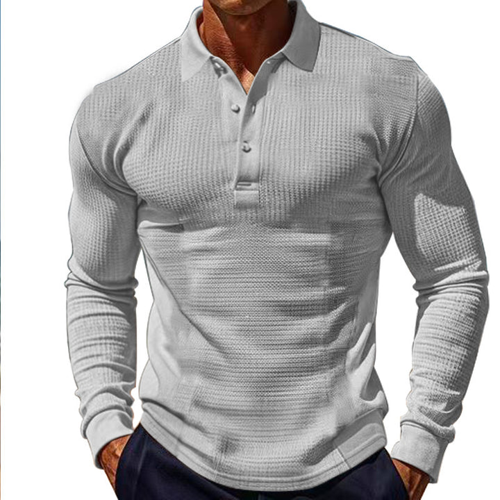 Herren Långärmad Poloshirt med strukturerad design Mirla-Eva Jonsson