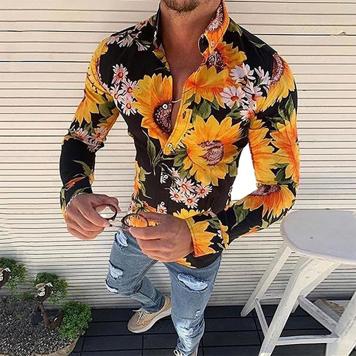 Herren Långärmad Skjorta med modernt blommigt design Mirla-Eva Jonsson