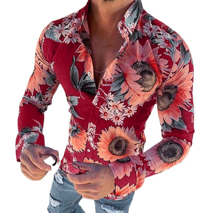 Herren Långärmad Skjorta med modernt blommigt design Mirla-Eva Jonsson